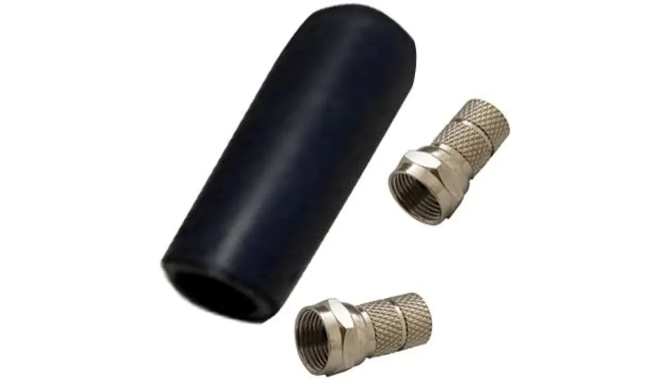 ⁨F antenna plug screwed 7.5mm on YWDXpek cable + gasket Set of 2pcs. + protective rubber cover⁩ at Wasserman.eu