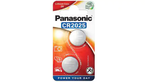⁨Bateria litowa pastylka CR2025 3V Panasonic BLISTER 2szt.⁩ w sklepie Wasserman.eu