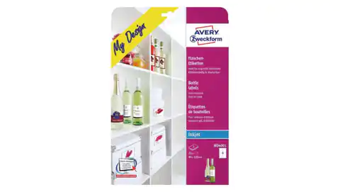 ⁨Etykiety na butelki białe papierowe 90 x 120 mm 20 etykiet na 5 arkuszach A4 AVERY Zweckfrom MD4001⁩ w sklepie Wasserman.eu