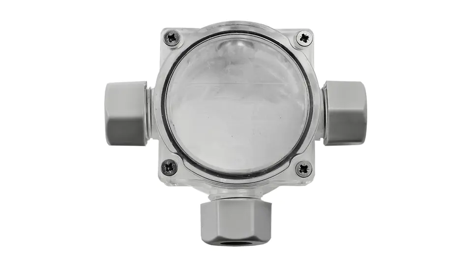 ⁨Puszka natynkowa instalacyjna hermetyczna 3-dławnicowa PG11 60x100x48 4-9mm2 transparentna IP68⁩ w sklepie Wasserman.eu