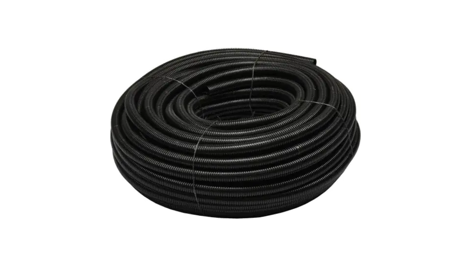 ⁨Corrugated automotive pipe whole RKLGF/PE 28/23mm flexible PE UV conduit black 50m⁩ at Wasserman.eu