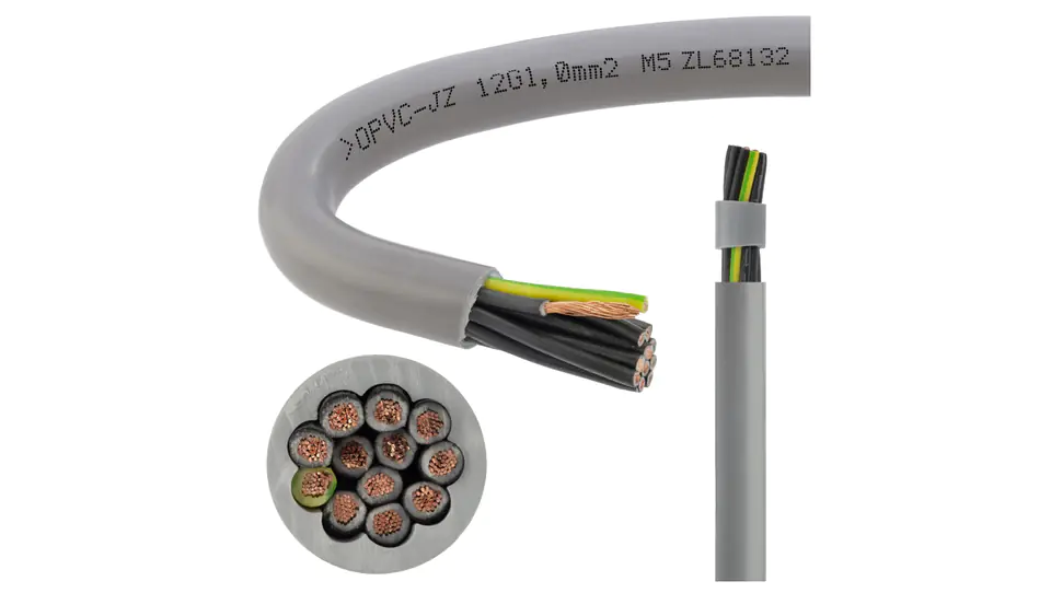 ⁨Numbered conductor control cable OPVC-JZ 300/500V 12x1,5 grey strand TKD /100m/⁩ at Wasserman.eu