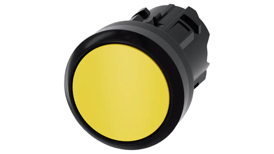 ⁨Button 22mm round plastic yellow flat without self-return unlocking by pressing 3SU1000-0AA30-0AA0⁩ at Wasserman.eu