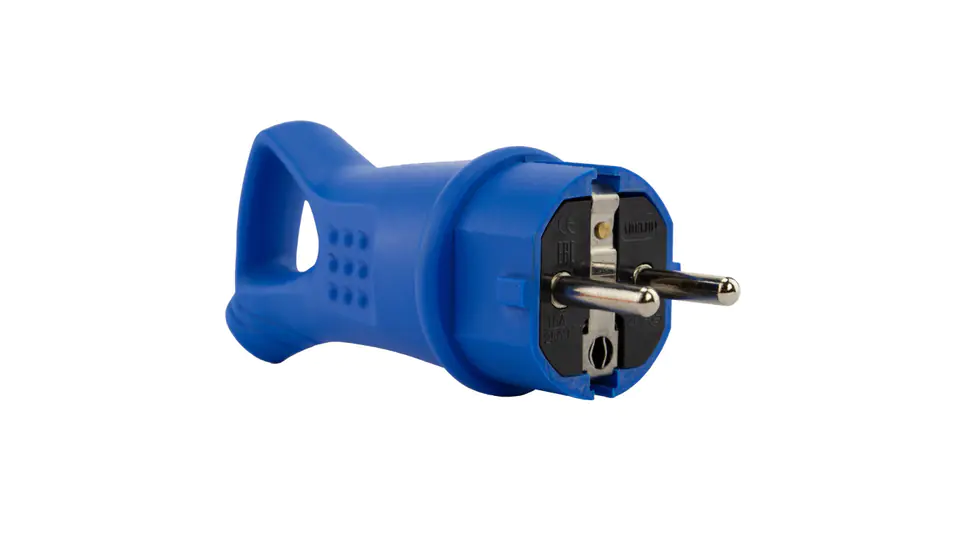 ⁨Rubber current plug for cable with bracket 16A 230V IP44 blue⁩ at Wasserman.eu