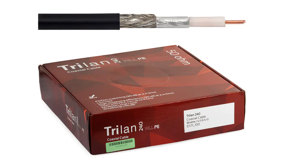 ⁨Coaxial Cable Tri-Lan 240 50ohm 1.4/3.8/6.10 6GHz /100m/⁩ at Wasserman.eu