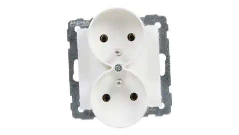 ⁨SUNO Double socket 2x2P+Z white 16A 250V screw terminals 721191⁩ at Wasserman.eu