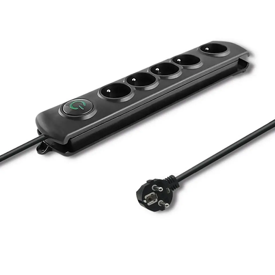 ⁨Surge protector 5 sockets 3m black⁩ at Wasserman.eu