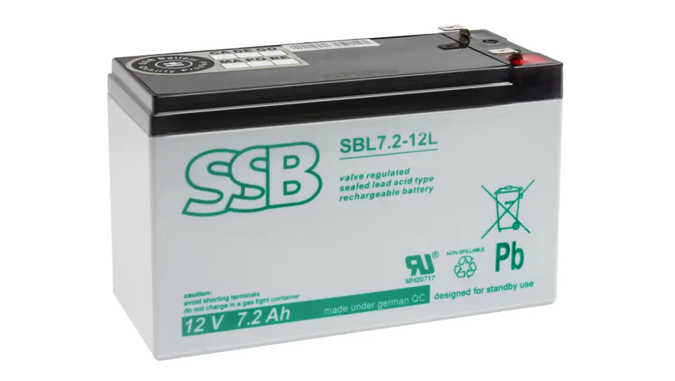 Battery for UPS AGM SSB Battery SBL 7,2-12L 12V 7,2Ah NDED.16.052.1A lifetime 10-12 years at Wasserman.eu