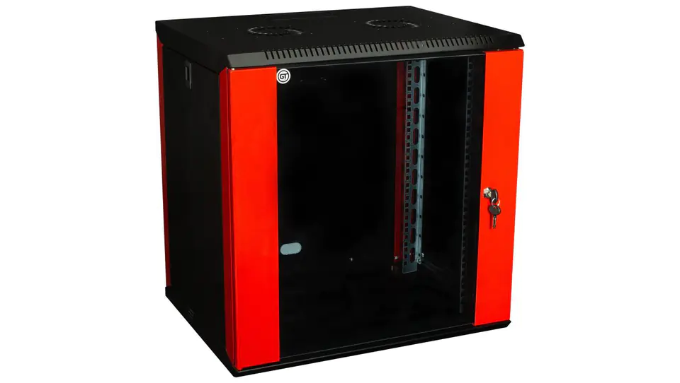 ⁨Szafa wisząca RACK 19 6U 450mm czerwono-czarna drzwi szklane COM-BOX GT⁩ w sklepie Wasserman.eu