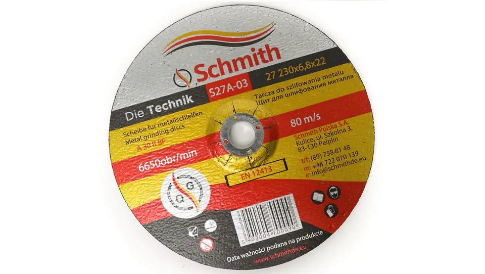 Tarcza do szlifowania metalu 230x6,8 Schmith w sklepie Wasserman.eu