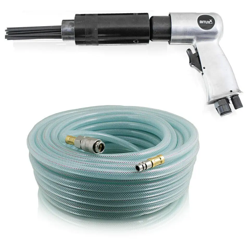 ⁨PNEUMATIC NEEDLE HAMMER WITH HOSE FOR COMPRESSOR COMPRESSOR BITUXX SET⁩ at Wasserman.eu