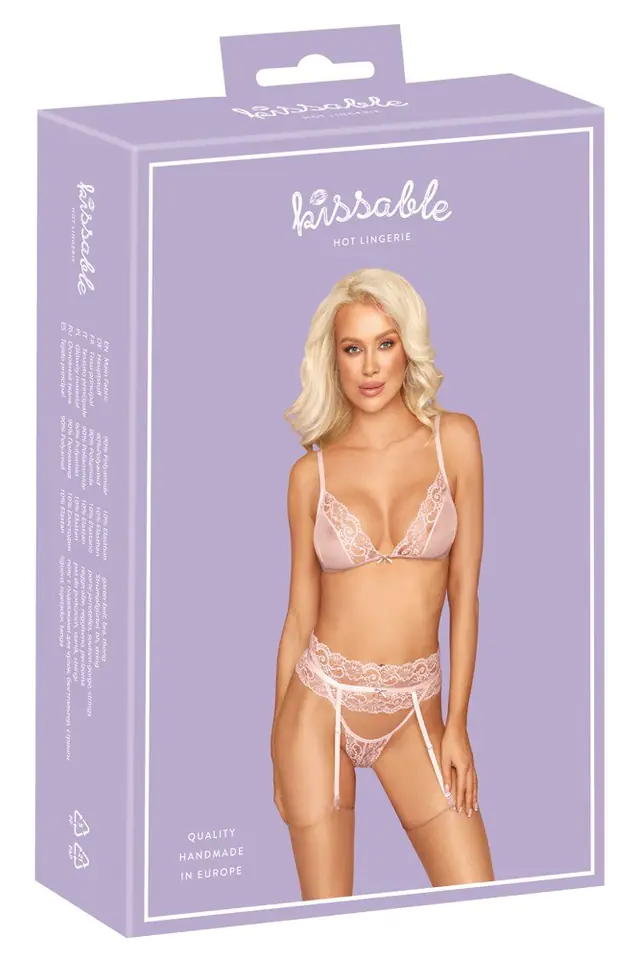 ⁨Lingerie set with garter belt Rosa S/M Kissable⁩ at Wasserman.eu