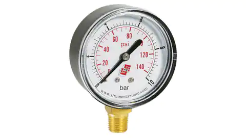 ⁨Standard pressure gauge with bottom connection, dia. 50mm, 0-6bar, G1/4, M50R. PL006G14⁩ at Wasserman.eu