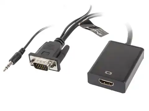 ⁨Lanberg AD-0021-BK Videokabel-Adapter 0,2 m HDMI Typ A (Standard) VGA (D-Sub) Schwarz⁩ im Wasserman.eu