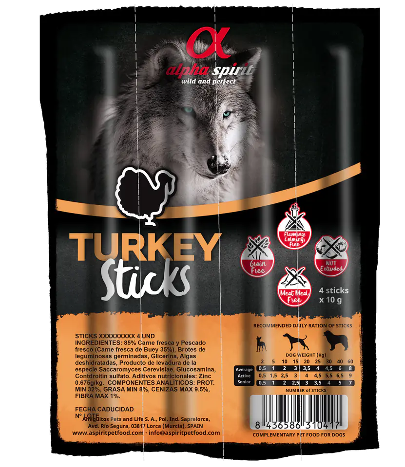 ⁨ALPHA SPIRIT Four-pack turkey sticks [D34 015a] 4x10g⁩ at Wasserman.eu