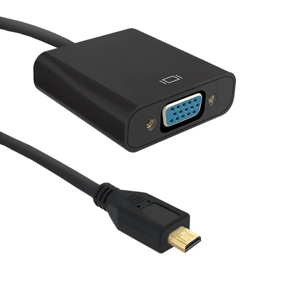 ⁨Adapter Micro HDMI D męski / VGA żeński | +3,5mm AUX | 0,2m⁩ w sklepie Wasserman.eu