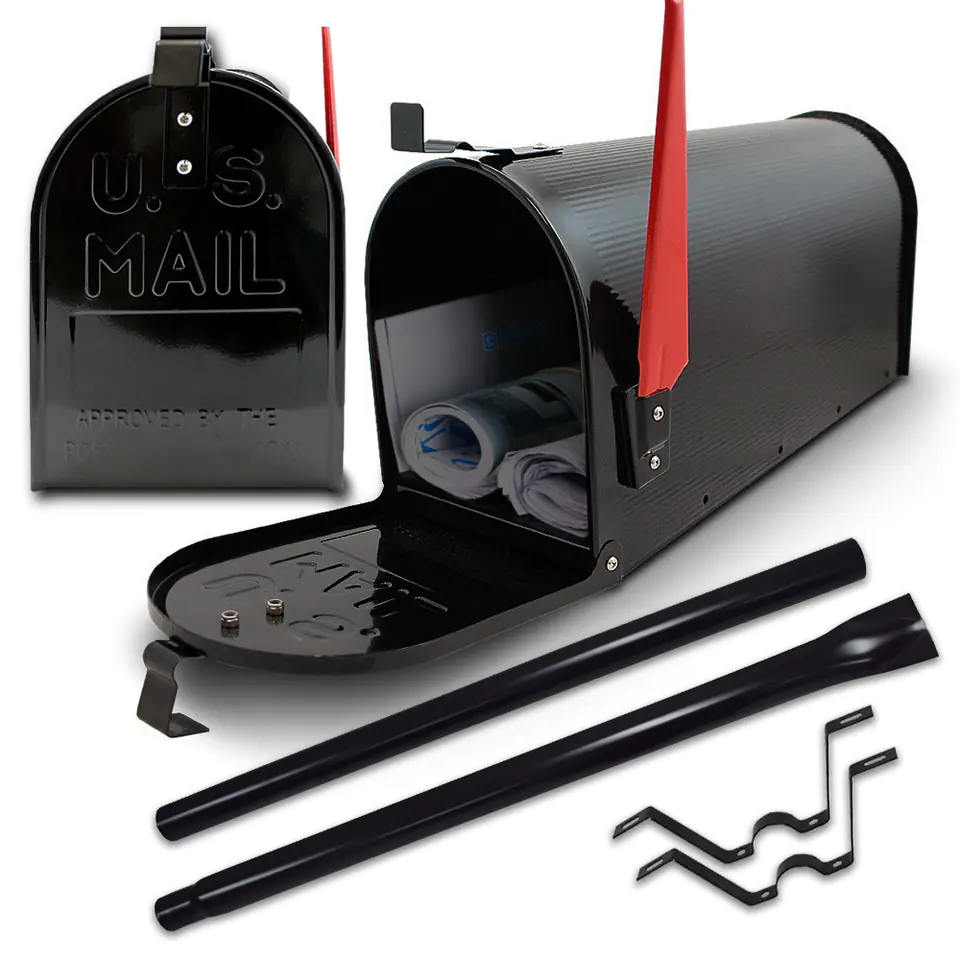 ⁨Briefkasten Schwarz für Briefe im amerikanischen Stil + Post⁩ im Wasserman.eu