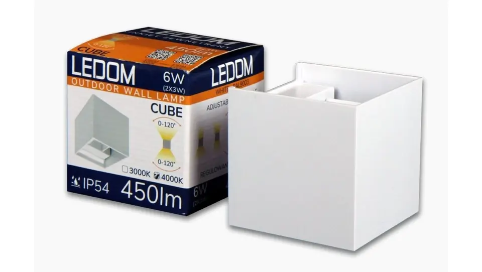 ⁨LEDOM Kinkiet zewnętrzny LED 2x3W 3000K IP54 biały CUBE⁩ w sklepie Wasserman.eu