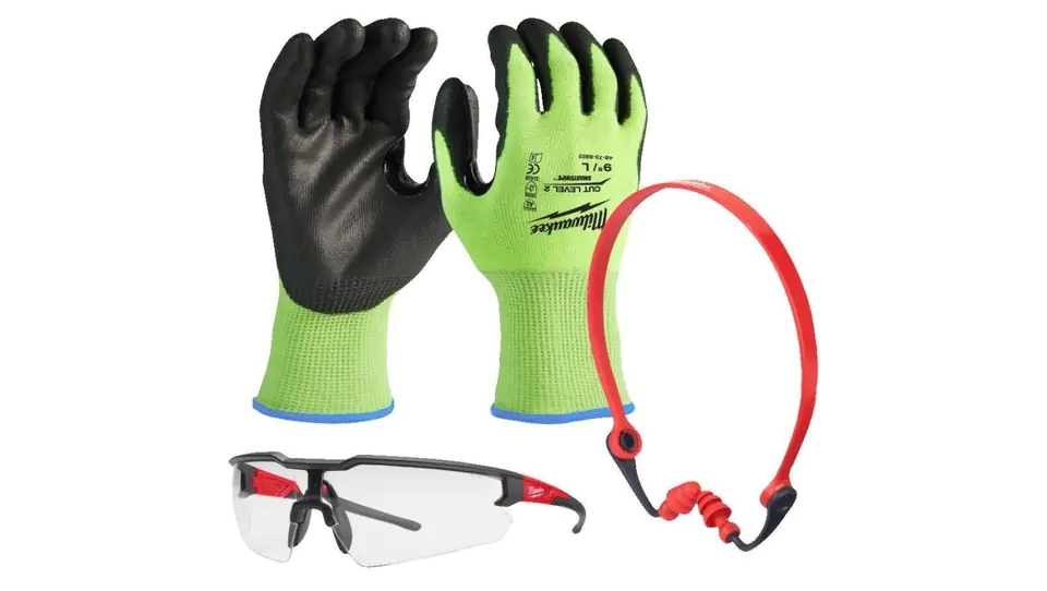 ⁨Transport safety protective kit (glasses, stopwatches, gloves size 9/L) MILWAUKEE⁩ at Wasserman.eu