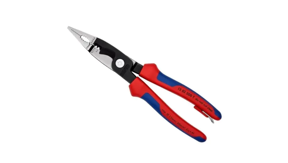 ⁨Szczypce do prac elektrointalacyjnych z zaczepem zabezpieczającym 200 mm KNIPEX 13 82 200⁩ w sklepie Wasserman.eu