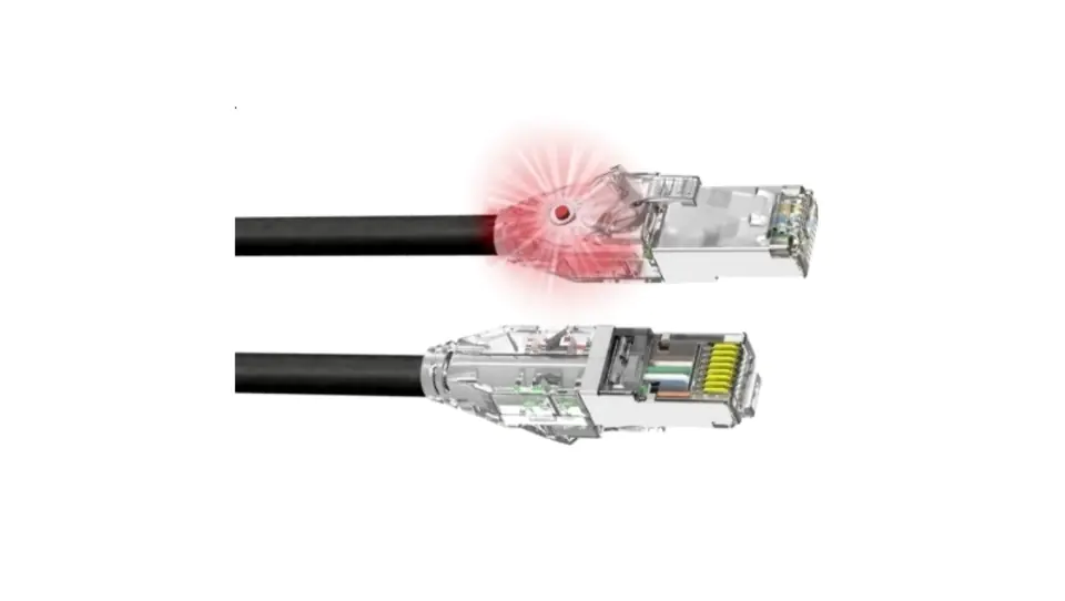 ⁨U/FTP Patch Cable Cat6A LSOH LAN cable 2x RJ45 black with built-in LED identification 2m WireArte⁩ at Wasserman.eu