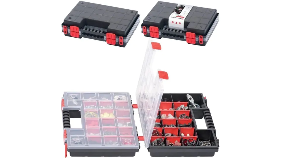 Double organizer with compartments for tools and accessories 344x249x100mm Kistenberg NORS 35 DUO at Wasserman.eu