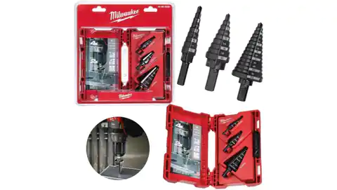 ⁨Multi-stage drill set for metal 4-12 mm, 1.4-20 mm, 6-35 mm MILWAUKEE⁩ at Wasserman.eu