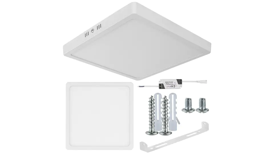 ⁨Plafon kwadrat natynkowy LED 18W 4000K 1350LM neutralny⁩ w sklepie Wasserman.eu