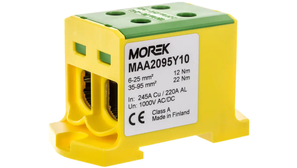 ⁨OTL95-2 connector yellow-green 2xAl/Cu 6-95mm2 1000V Universal terminal MAA2095Y10⁩ at Wasserman.eu
