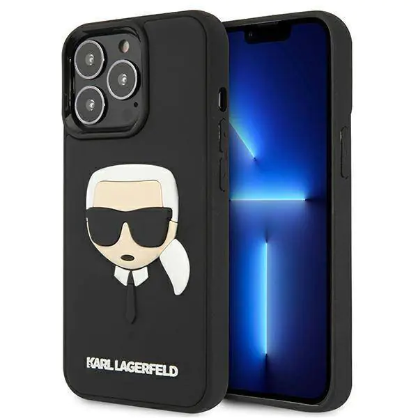 ⁨Oryginalne Etui IPHONE 13 PRO Karl Lagerfeld Hardcase 3D Rubber Karl`s Head (KLHCP13LKH3DBK) czarne⁩ w sklepie Wasserman.eu