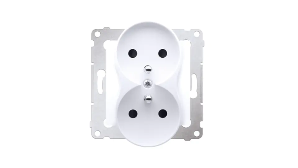 ⁨Simon 54 Nature Socket double with 16A shutters, 250V white DGZ2MZN.01/11⁩ at Wasserman.eu