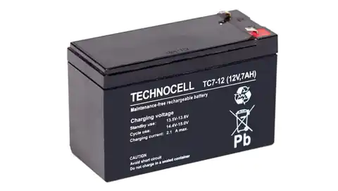 ⁨Akumulator bezobsługowy AGM 7Ah 12V Technocell TC 7-12⁩ w sklepie Wasserman.eu