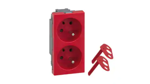 ⁨Simon Connect Double socket S500 DATA with/u 16A without key and signalling screw red 50000459-037⁩ at Wasserman.eu