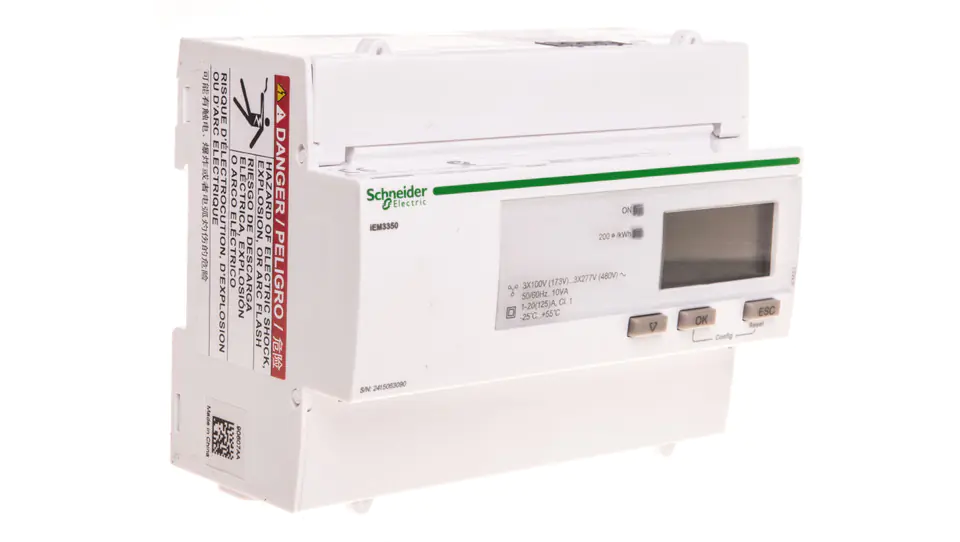 ⁨Electricity meter 1/3-phase 125A 100-277/173-480V class 1/B Modbus digital modular tariff A9MEM3350⁩ at Wasserman.eu