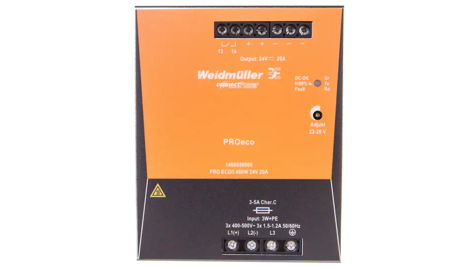 ⁨Three-phase switching power supply 400-500V AC/24V DC 20A 480W PRO ECO3 480W 24V 20A 1469550000⁩ at Wasserman.eu