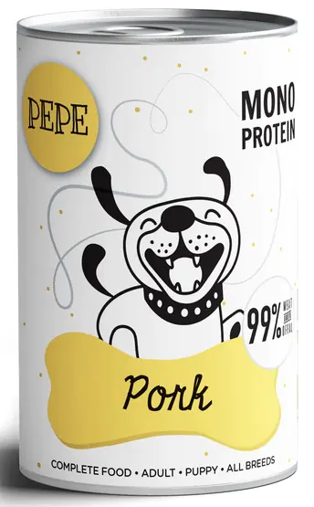 Paka Zwierzaka PEPE Pork (wieprzowina) puszka 400g w sklepie Wasserman.eu