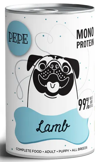 ⁨Paka Zwierzaka PEPE Lamb (jagnięcina) puszka 400g⁩ w sklepie Wasserman.eu