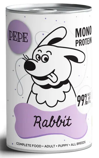 Paka Zwierzaka PEPE Rabbit (królik) puszka 400g w sklepie Wasserman.eu