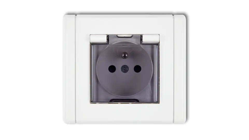 ⁨FLEXI Splash-proof socket (smoke flap) white FGPB-1zdp⁩ at Wasserman.eu