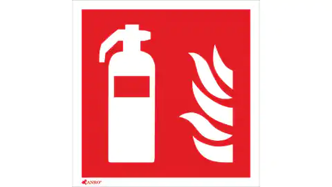 ⁨Samoprzylepna tabliczka ostrzegawcza /Gaśnica z płomieniem 150x150/ IF/001/F/FS⁩ w sklepie Wasserman.eu