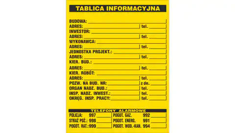 ⁨Tabliczka ostrzegawcza PCV /Tablica informacyjna budowlana 700x900/ B1/R/P⁩ w sklepie Wasserman.eu