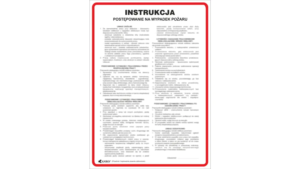 ⁨PVC warning plate /Instructions for action in case of fire/ IP01/P⁩ at Wasserman.eu