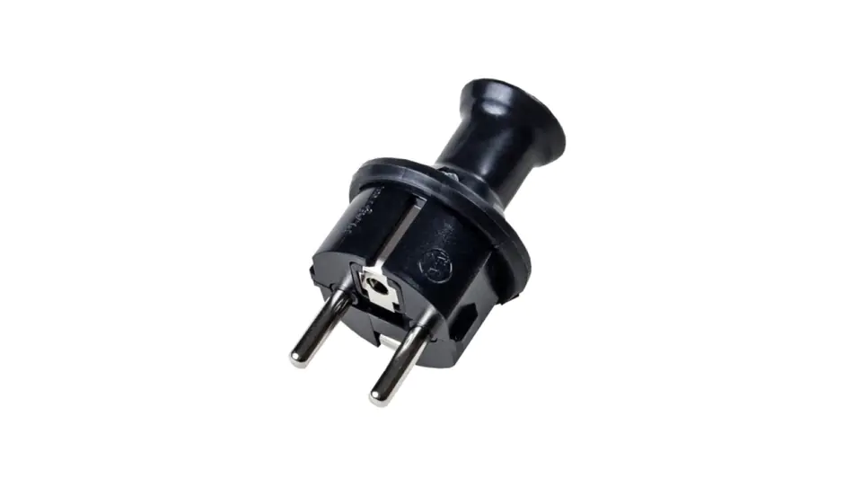 ⁨Straight plug 2P+Z Schuko, IP44, black⁩ at Wasserman.eu