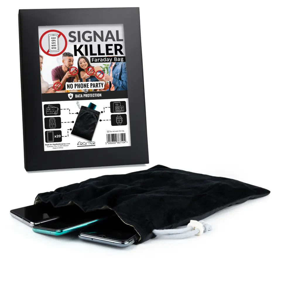 ⁨Signal Killer Bag blocking GSM GPS RFID signal⁩ at Wasserman.eu