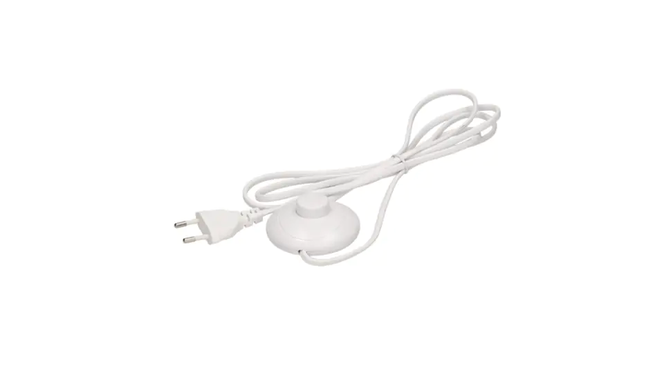 ⁨Power cord with foot switch and flat plug, cable 2m, white⁩ at Wasserman.eu