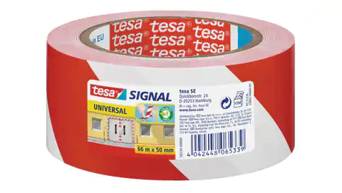⁨Warning tape Signal 66m 50mm white-red 58134-00000-00 /6pcs/⁩ at Wasserman.eu