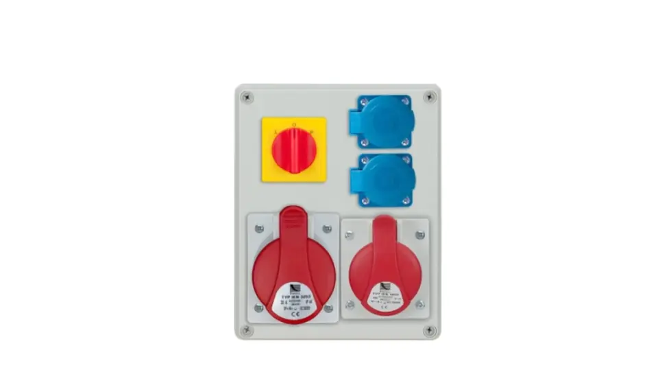 ⁨Switchgear R-BOX 240 1x32A/5P 1x16A/5P 2x250V, off L/R IP44 B.1095W⁩ at Wasserman.eu