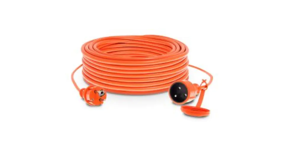 ⁨Garden extension cable 1-socket with/u 10m /H05VV-F 3x1/ 10A IP44 orange⁩ at Wasserman.eu