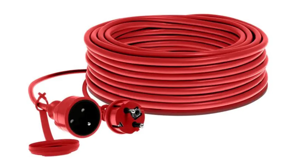⁨Extension cable 1-socket with/u 20m /H05RR-F 3x2,5/ 16A red⁩ at Wasserman.eu