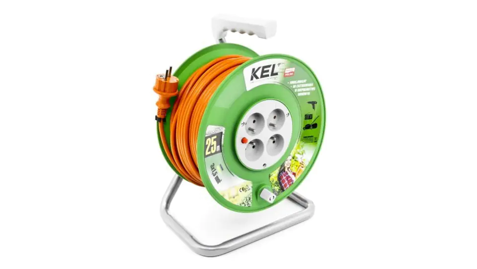 ⁨Drum extension cable STANDARD LINE 25m H05VV-F 3x1,5 4xGS /+ thermal/ 16A orange⁩ at Wasserman.eu